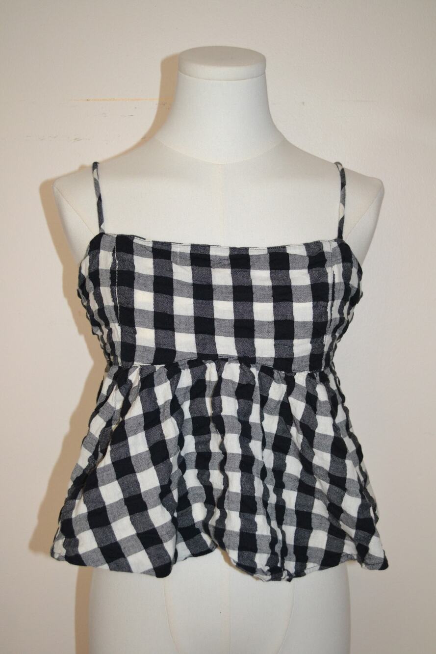 Free People Plaid Gingham Babydoll Cottage Picnic Blouse Size M